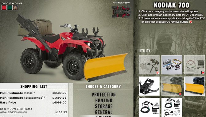 Vær modløs Falde sammen Normal Yamaha Website lets you Build Your Own Grizzly or Kodiak ATV - ATV.com