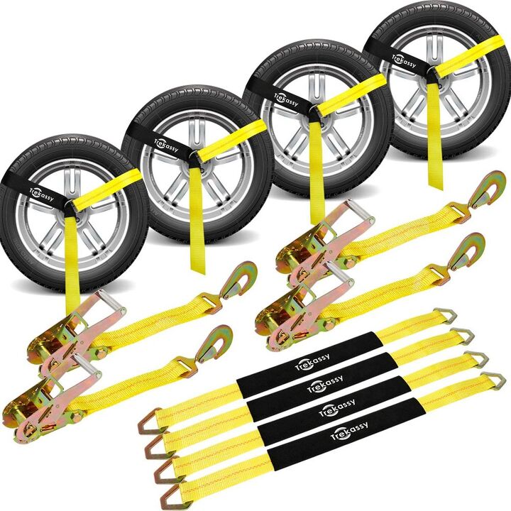 Over The Tire Ratcheting Web Auto Car Vehicle Ratchet Tie Hold Down Strap Set for sale online 