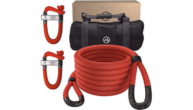 Miolle kinetic recovery rope kit w/ soft clamps and carrying bag