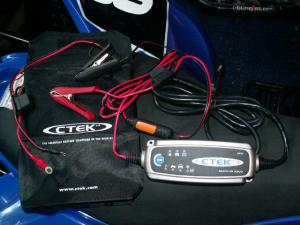 The versatile CTEK MULTI US 3300 charger comes with clamps and screw-on leads.
