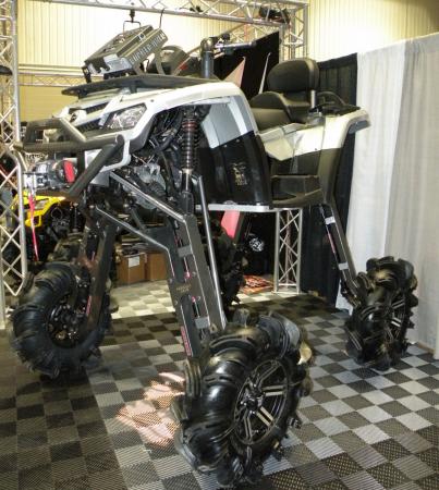 QUAD Magazine’s booth was home to this insane mudder. Fitted with enormous Gorilla Axles, this Can-Am Outlander was a sight to behold.
