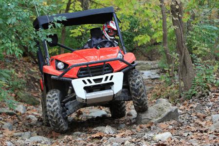 With nearly a foot of ground clearance and a stable handling, the Teryx is a blast to throw around the rocky trails.
