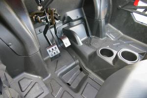 Throttle and brake pedals are set up like any automatic car or truck.