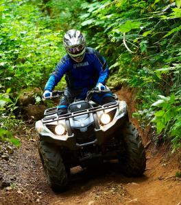 The Grizzly 450 was right at home on the heavily wooded trails of the Capitol State Forest.