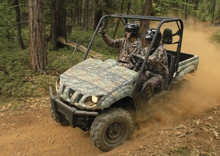 Yamaha says the Rhino is designed for off-road use by adults, and that helmets and seatbelts should be worn when operating the side-by-side.